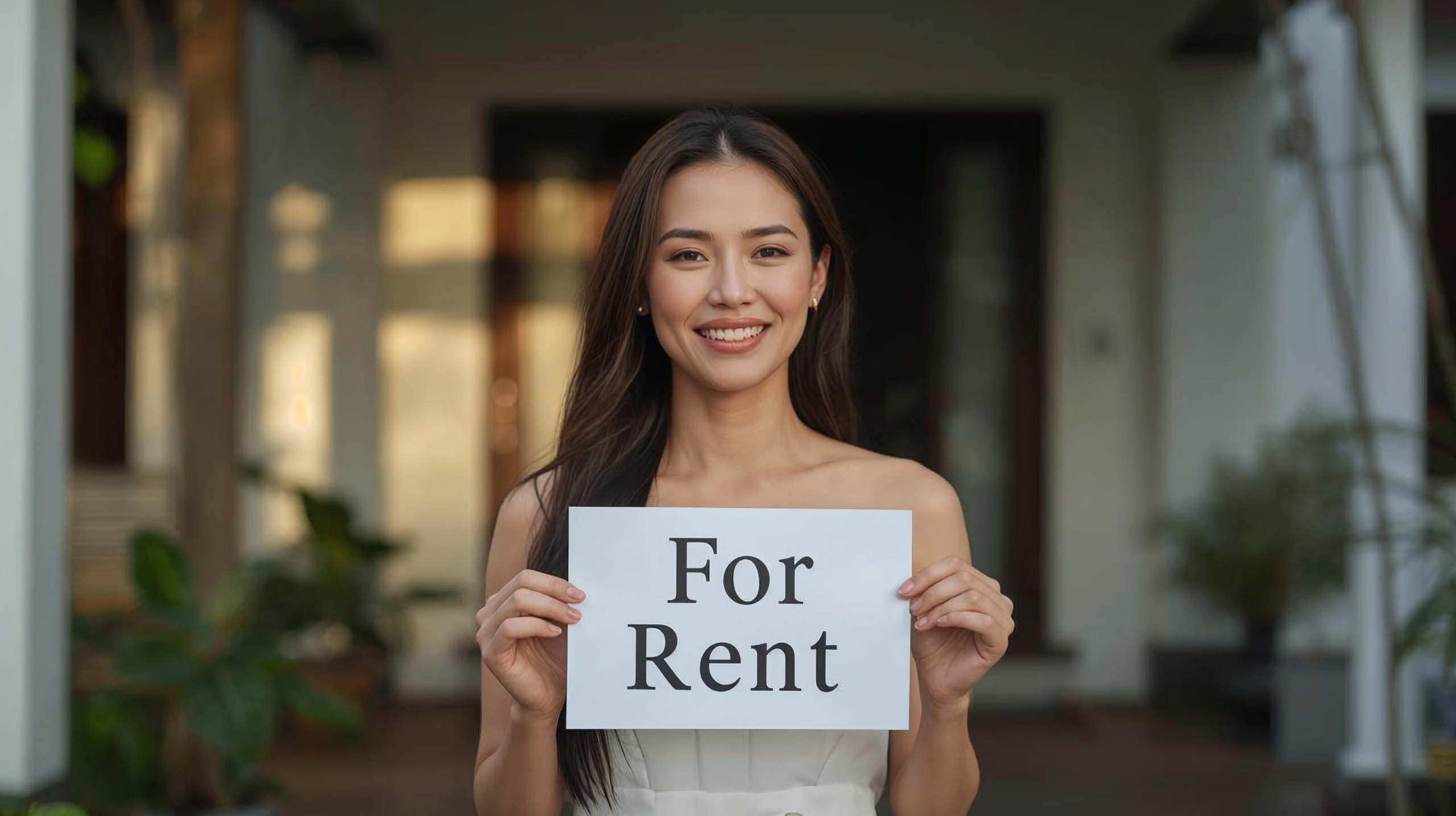 Why Should You Confidently Rent Your Next Property with Buy And Rent Pattaya Property 1 Thai lady with a rent sign